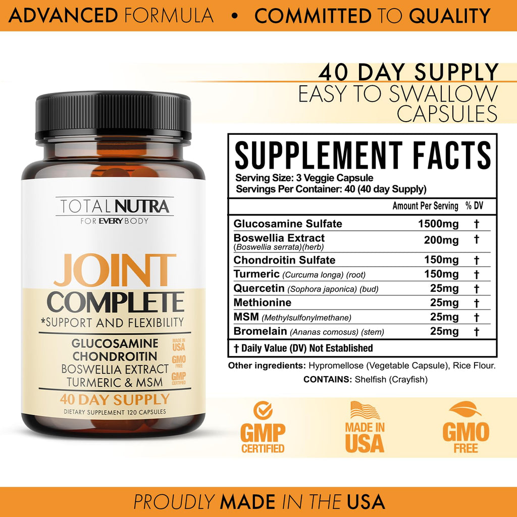 Glucosamine Chondroitin MSM Turmeric 2100mg - Joint Complete Capsules, Advanced Strength Joint Support Supplement for Adults Han