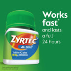 Zyrtec 24 Hour Allergy Relief Tablets, Indoor & Outdoor Allergy Medicine with 10 mg Cetirizine HCl per Antihistamine Tablet, Rel