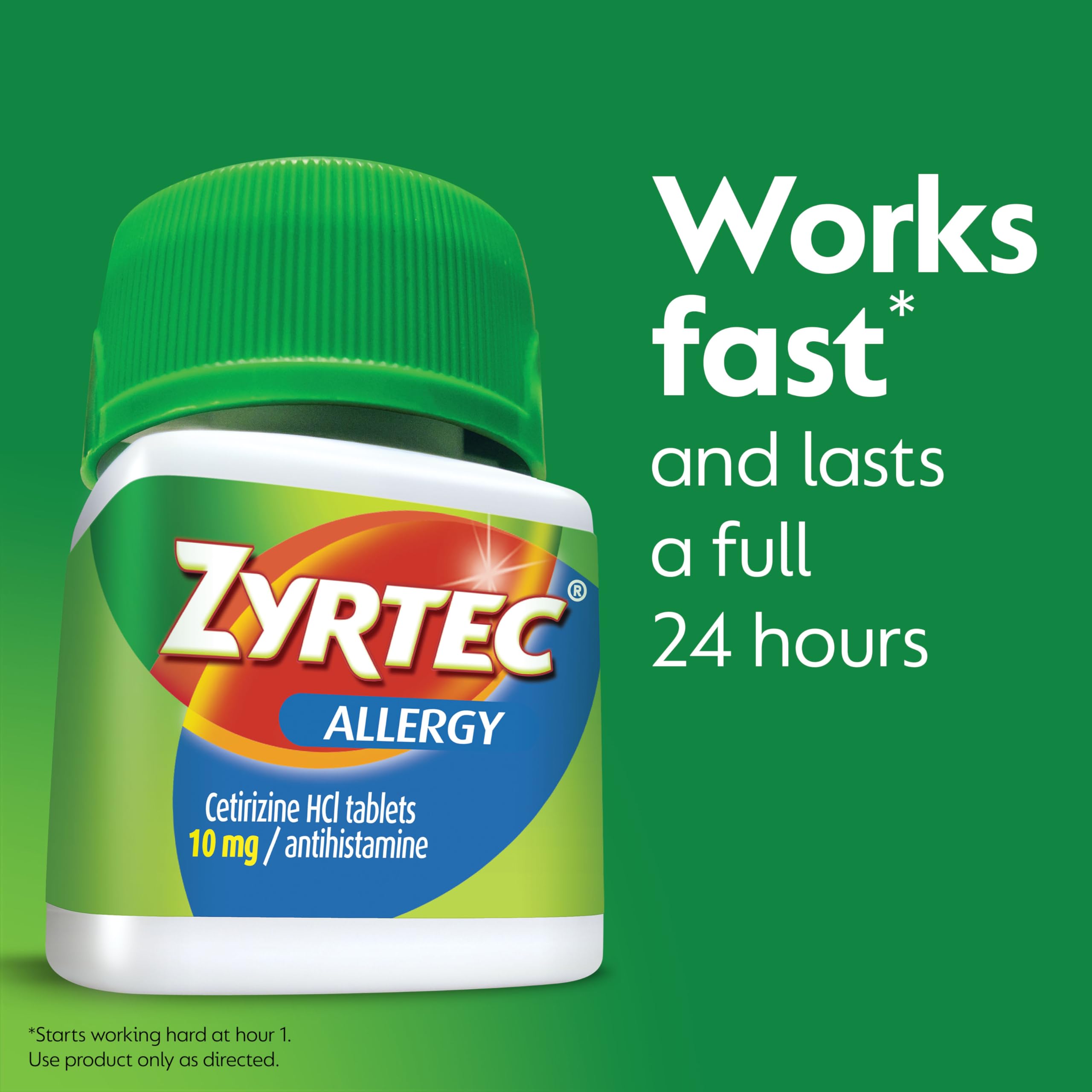 Zyrtec 24 Hour Allergy Relief Tablets, Indoor & Outdoor Allergy Medicine with 10 mg Cetirizine HCl per Antihistamine Tablet, Rel