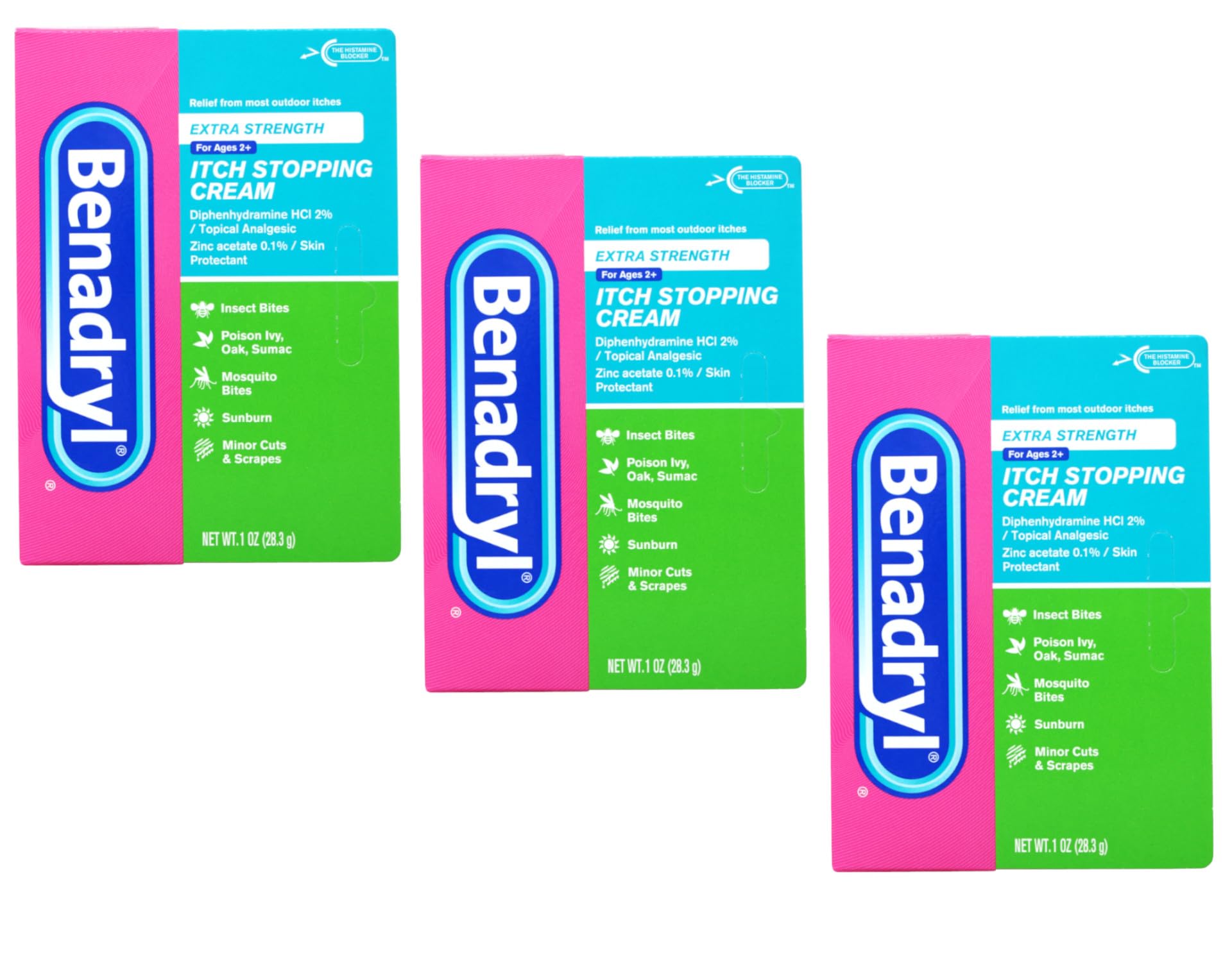 Benadryl Itch Stopping Cream Extra Strength 1 oz (Pack of 3)
