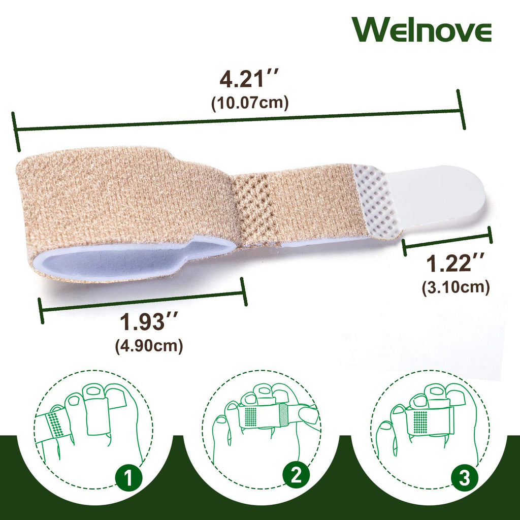 Welnove 6Pcs Hammer Toe Straightener, Hammer Toe Splints, Toe Cushioned Bandages for Correcting Hammer Toes, Broken Toes, Crooke