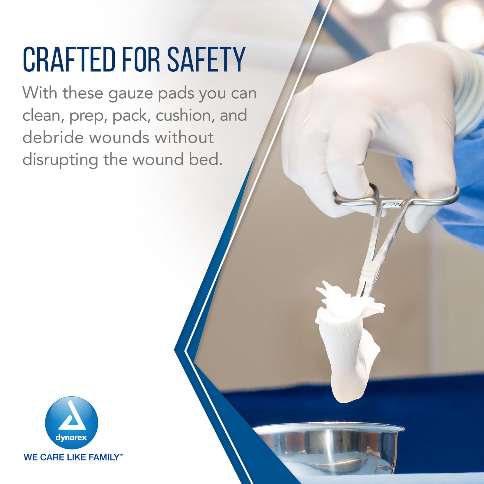 Dynarex Sterile Gauze Pads - Absorbent Cotton Fabric with Folded Edges - Soft, Durable, Individually Wrapped Dressing - 3x3, 12-