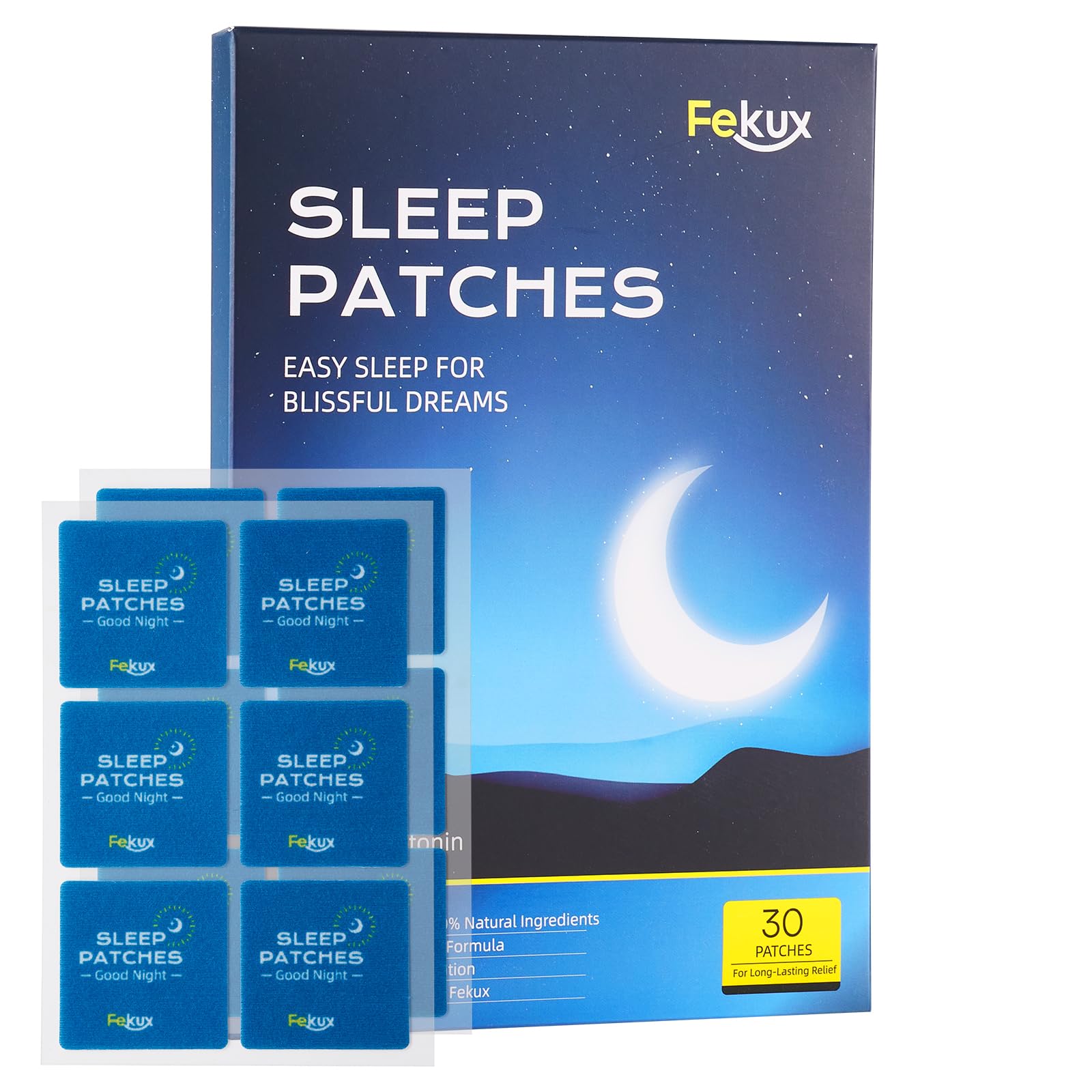 Fekux Sleep Patches for Adults Extra Strength - 30 Pcs Sweet Dreams Patches for Sleep, All Natural Sleeping Patches for Adults, 