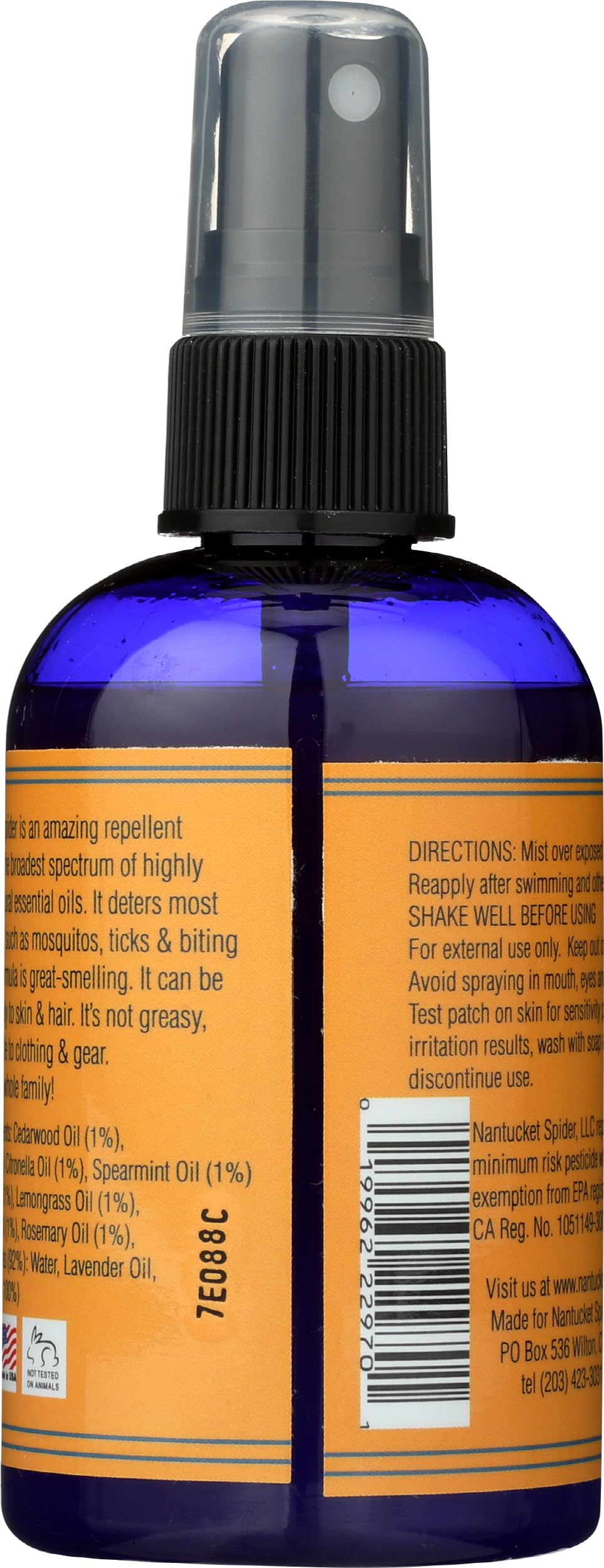 Nantucket Spider Natural Bug Spray for Adults and Kids - 4 oz | Long-Lasting Protection Against Mosquitoes, Biting Flies, Wasps,