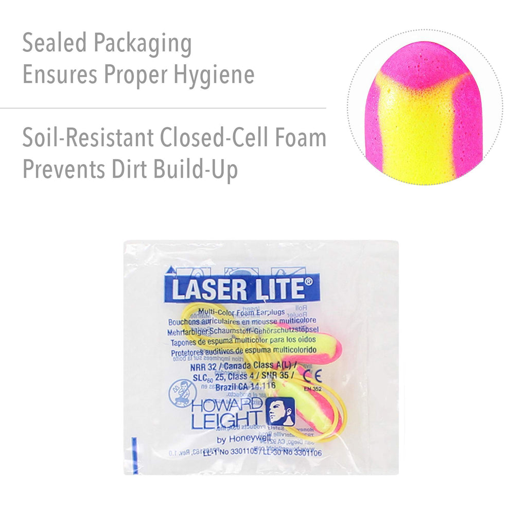 Howard Leight, HOWLL30, Airsoft Corded Foam Ear Plugs, 100 / Box, Multi