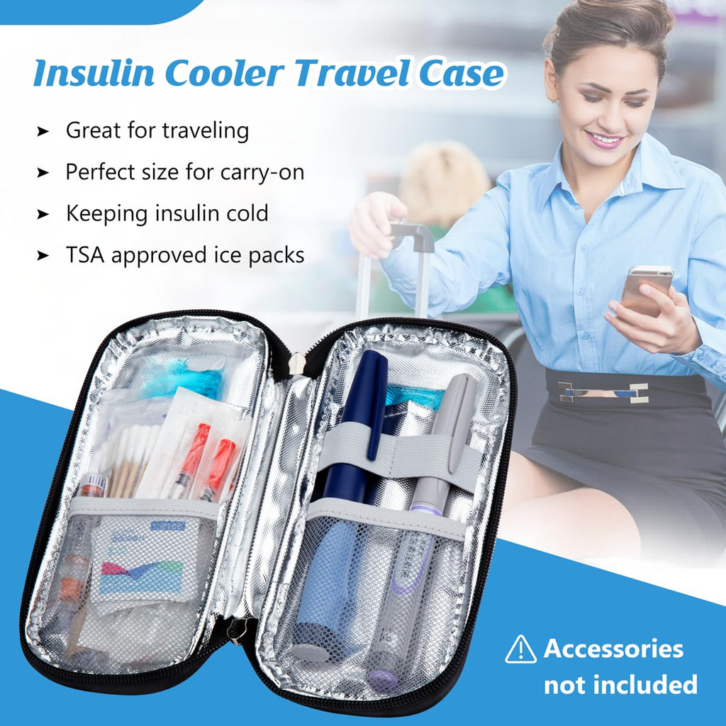 YOUSHARES Insulin Cooler Travel Case - Diabetic Insulated Organizer Portable Cooling Bag for Insulin Pen and Medication Diabetic