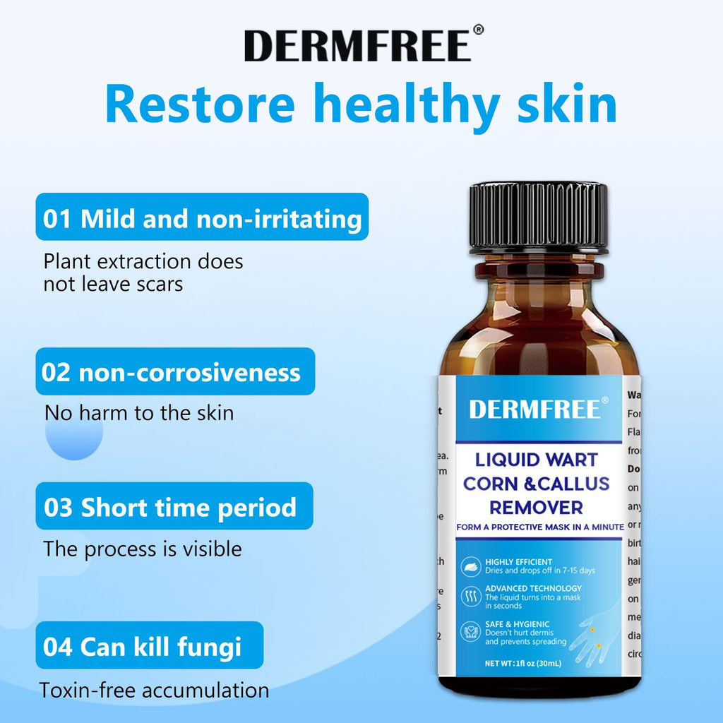 DERMFREE LIGUID WART Remover,Fast Action Wart Remover,17% salicylic Acid wart Remover, Plantar Wart, Common Wart, Flat Wart,Corn