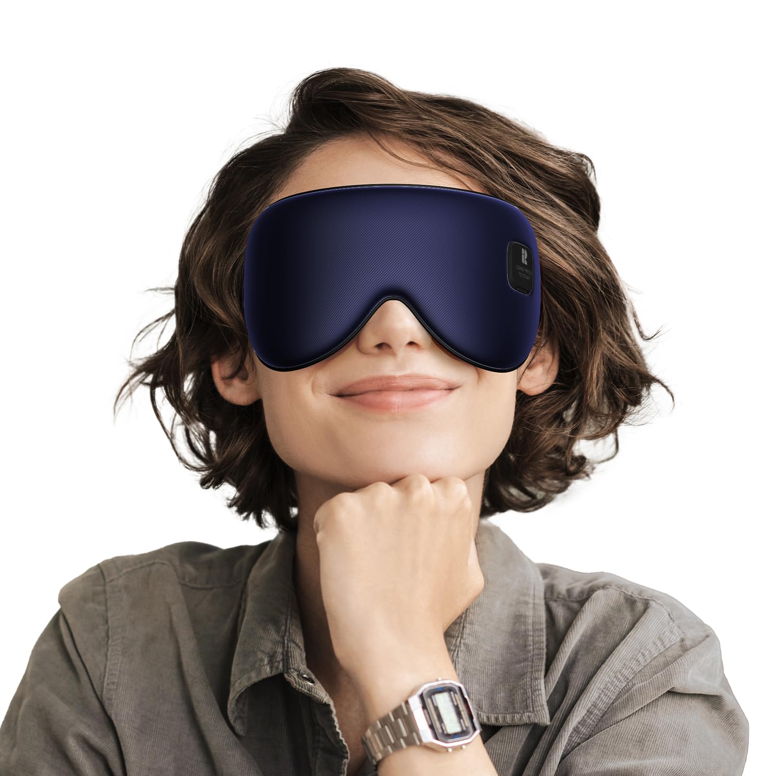Silk Cordless Heated Eye Mask, Compress Heating Pad for Dry Eye Stye Eye Strain, Blackout Electric Warm Eye Mask for Airplane Sl