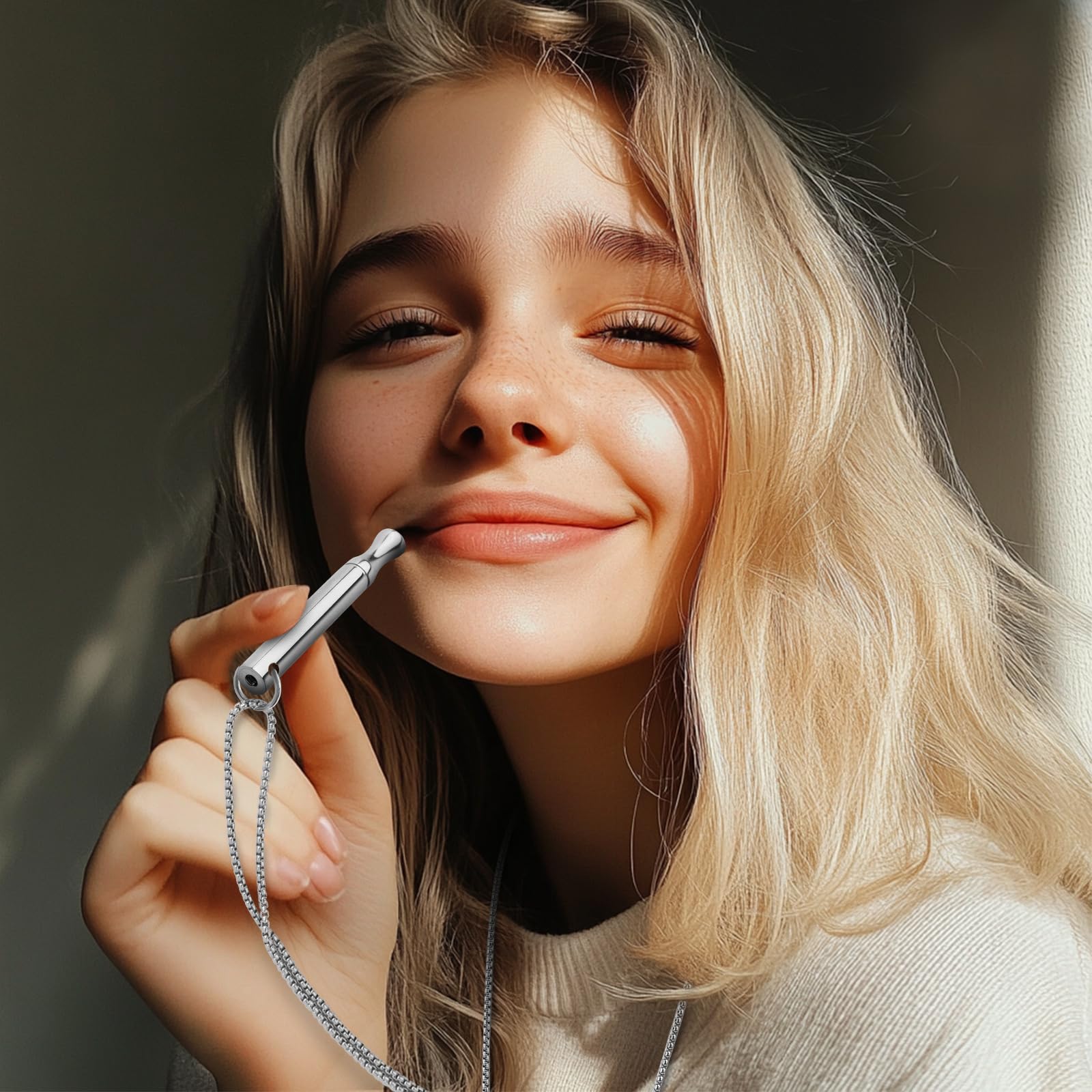 AD ADASTONE Breathing Necklace to Quit Smoking and Vaping with Refillable Mint Pods Stop Smoking Aids Fidget Necklace Smokeless