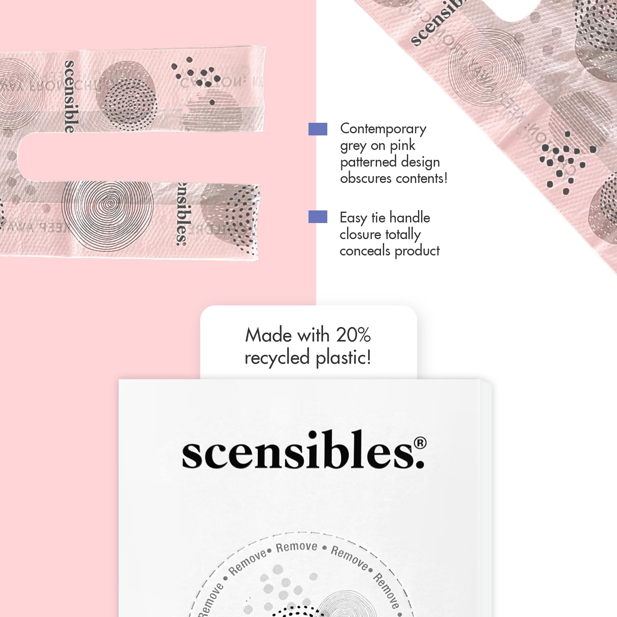 Scensibles Disposal Bags for Menstrual Care Products - 50 ct Refill Box - for Disposal of Tampons, Pads, Panty Liners, Hygiene P