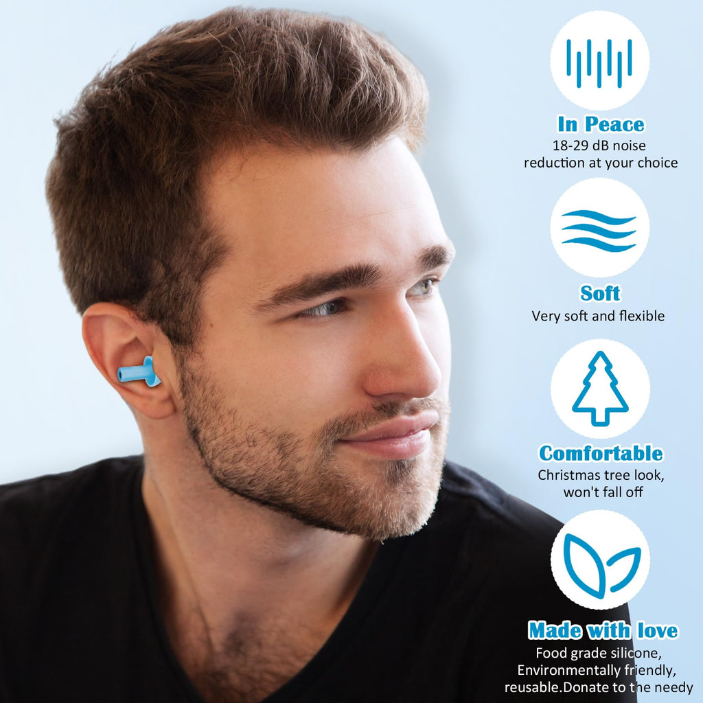 TrelaCo 100 Pairs Ear Plugs Bulk, NRR 29dB Reusable Silicone Ear Plugs with Plastic Cases Soft Foam for Sleeping Noise Cancellin