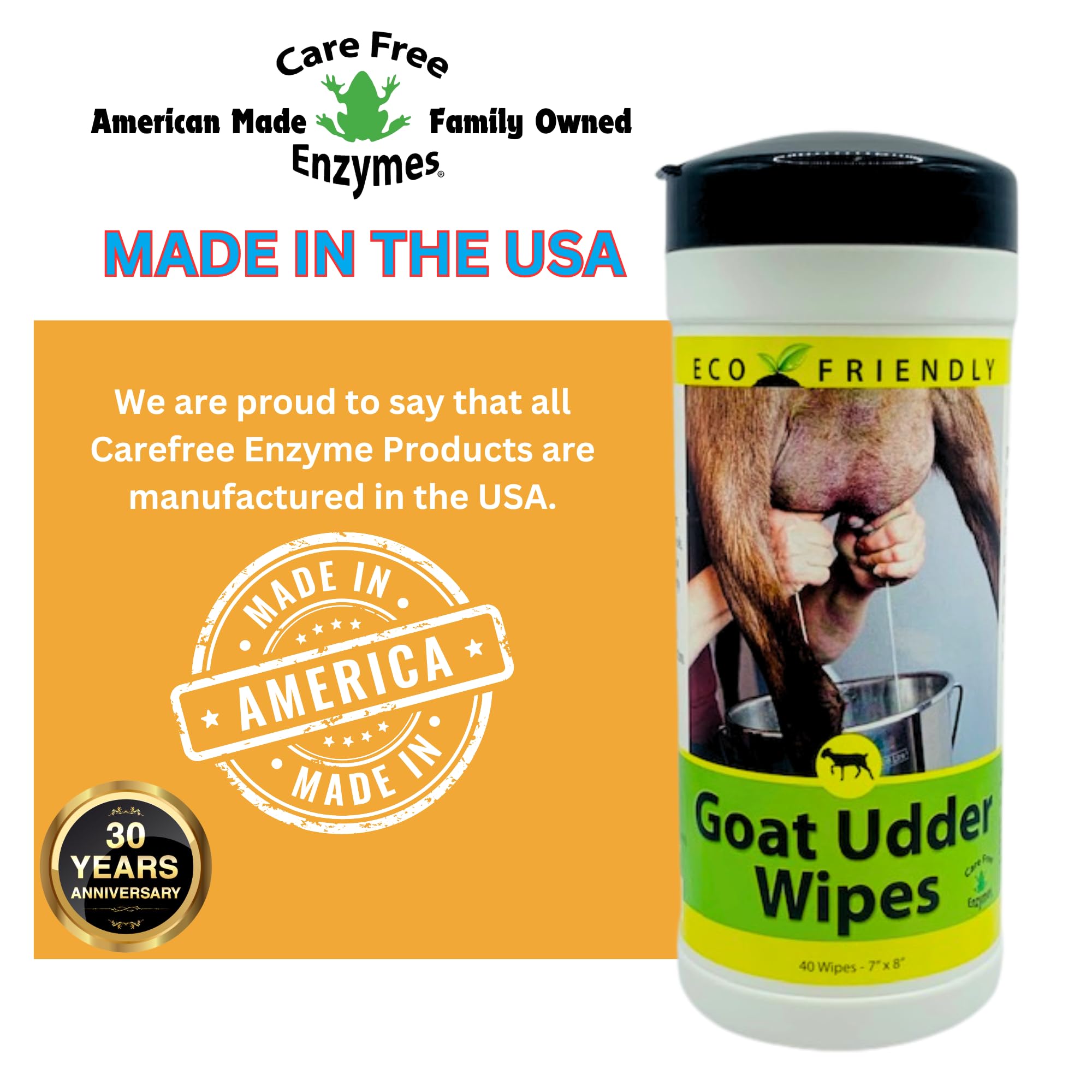CareFree Enzymes 94305 Udder Wipes Goat Health/Care