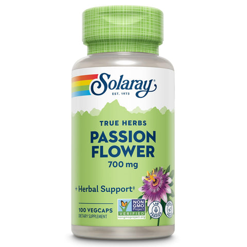 SOLARAY Passion Flower 700 mg Whole Aerial - Soothing Herbal Support - Passion Flower Capsules - Vegan, Non-GMO, 60-Day Guarante