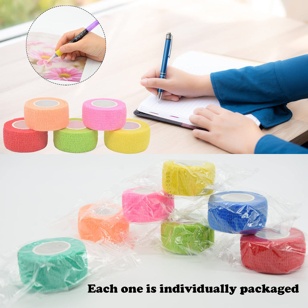 FEILIBAY 15 Pack Cohesive Wrap 1 Inch x 5 Yards Self Adherent Vet Tape for Pets, Elastic Self Adhesive Bandage Wrap for Sports,
