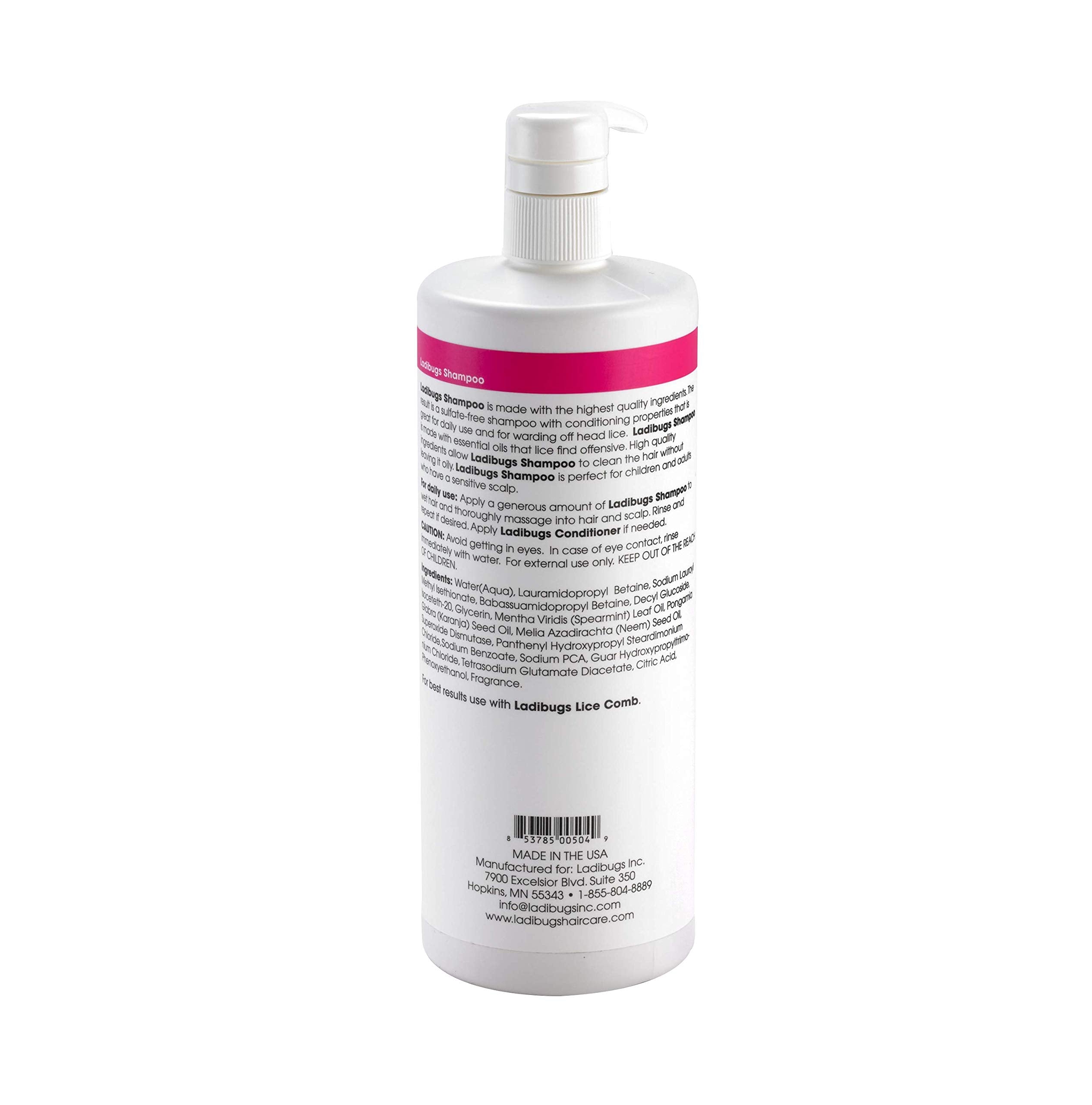 LADIBUGS Lice Prevent Shampoo 32oz Family Size | Natural, Essential Oils, Sulfate-Free| Keep Lice Away!