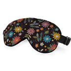 NOHSHE Embroidery Pattern Sleep Mask Eye Mask Beautiful Summer Flowers Leaves Black Sleep Mask Light Blocking Adjustable Smooth 