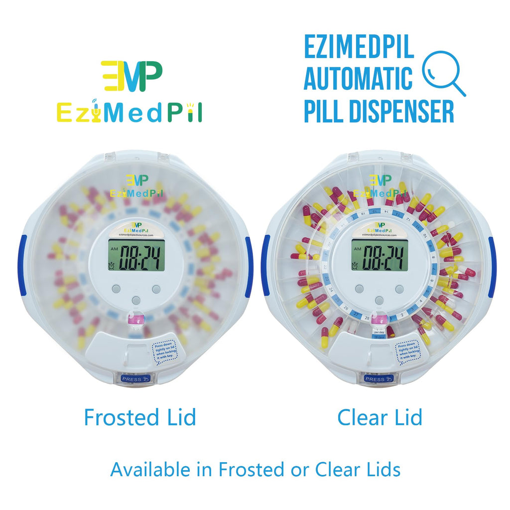 EziMedPil Automatic Pill Dispenser with Alarm, Sound & Light, up to 6 Alarms/Day, Easy-Read Display, 6 Dosage Templates, Locked
