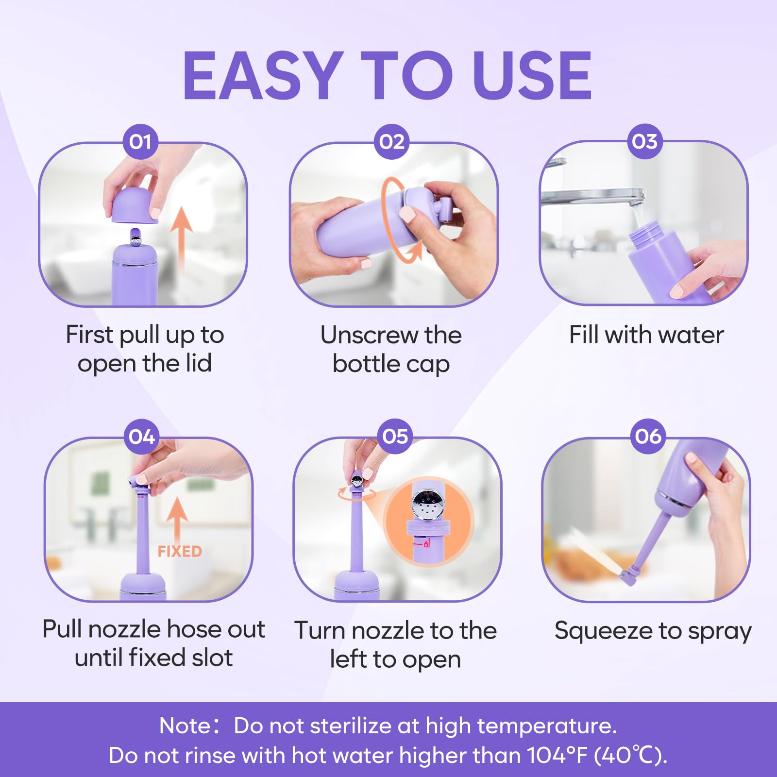 Portable Peri Bottle for Postpartum & Perineal Care: Easy@Home Handheld Bidet Perfect for Personal Hygiene Cleaning & Travel Fri