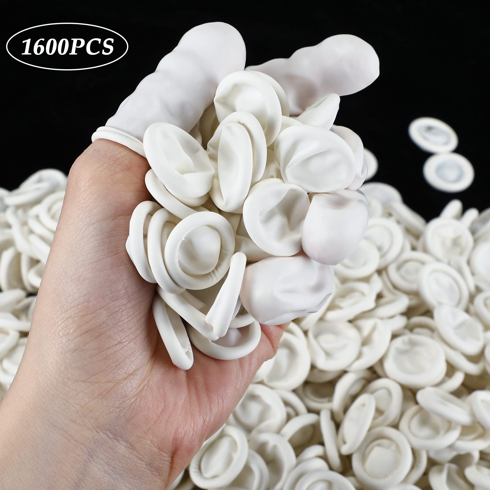 1600 Pcs Latex Finger Cots, Disposable Medium Fingertip Protector Gloves White Finger Covers for Industrial, Beauty, Pet and Mor