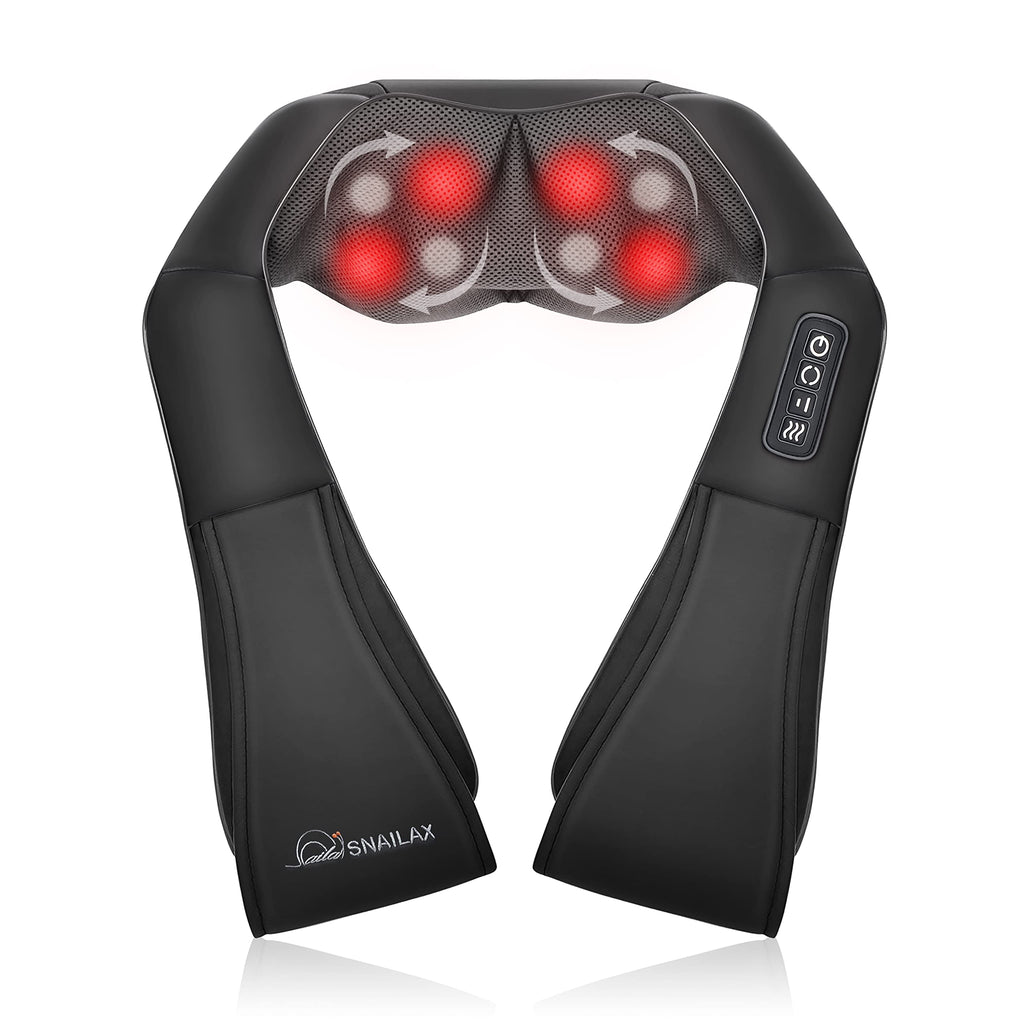 Snailax Shiatsu Neck and Back Massager with Heat, Neck and Shoulder Massager, Deep Kneading Electric Massage Pillow for Shoulder