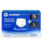 SUNKISS TrustPlus Unisex Incontinence Disposable Underwear, Large, 16 Count - Heavy Absorbency, Barrier Leak Protection, Odor Co