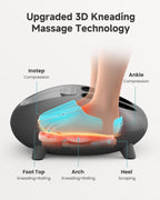 Foot Massager with Heat Compression Kneading Rolling Shiatsu Feet Massager for Plantar Fasciitis Neuropathy, Large Size 14 Remot