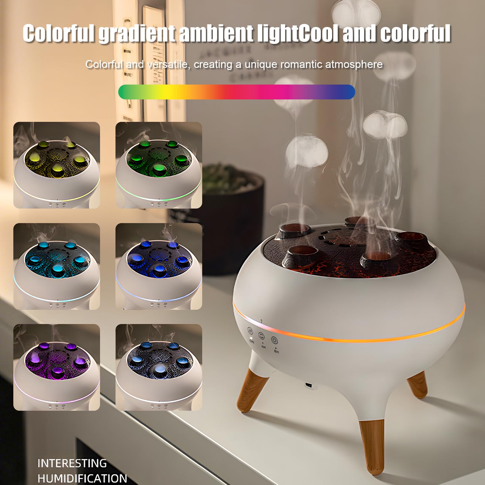 Holwim Essential Oil Jellyfish Diffuser, Aromatherapy Diffuser, 250ml Ultrasonic Cool Mist Humidifier, Music Sync Jelly Fish Dif