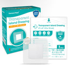 General Medi Waterproof Transparent Adhesive Island Dressing (50 Count, 4 x 4), Wound Care Pad with Adhesive Border - Sterile, S