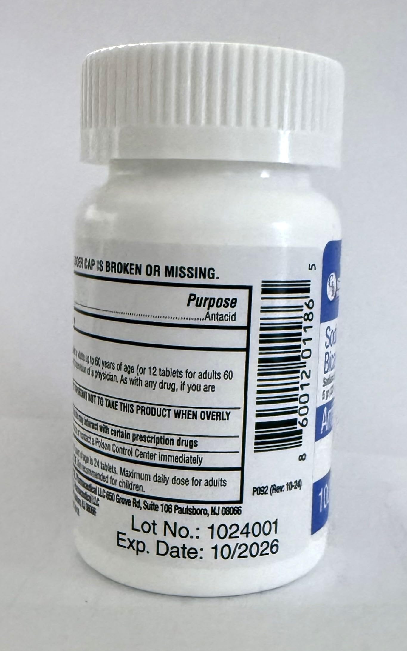 Graxcell Sodium Bicarbonate 325 MG 100 Count