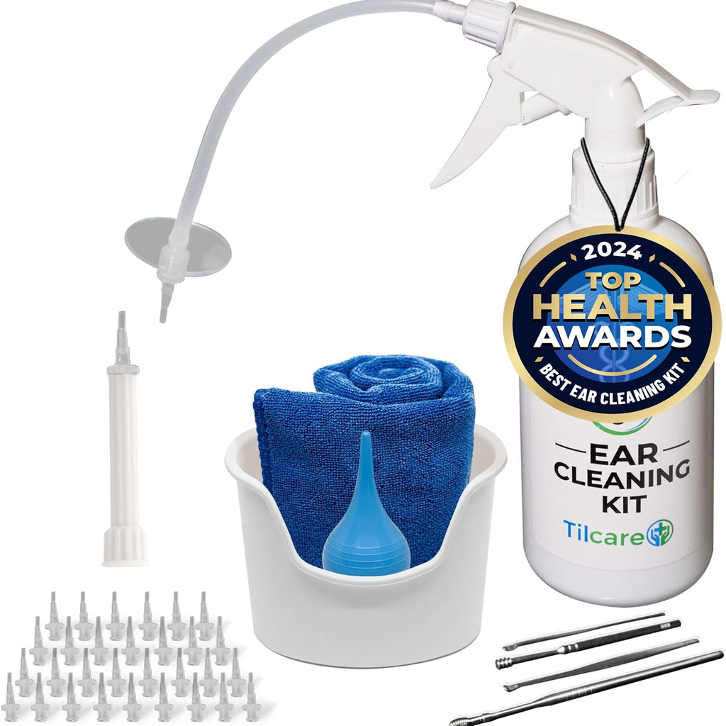 Ear Wax Removal Tool by Tilcare - Ear Irrigation Flushing System for Adults & Kids - Perfect Ear Cleaning Kit - Includes Basin, 