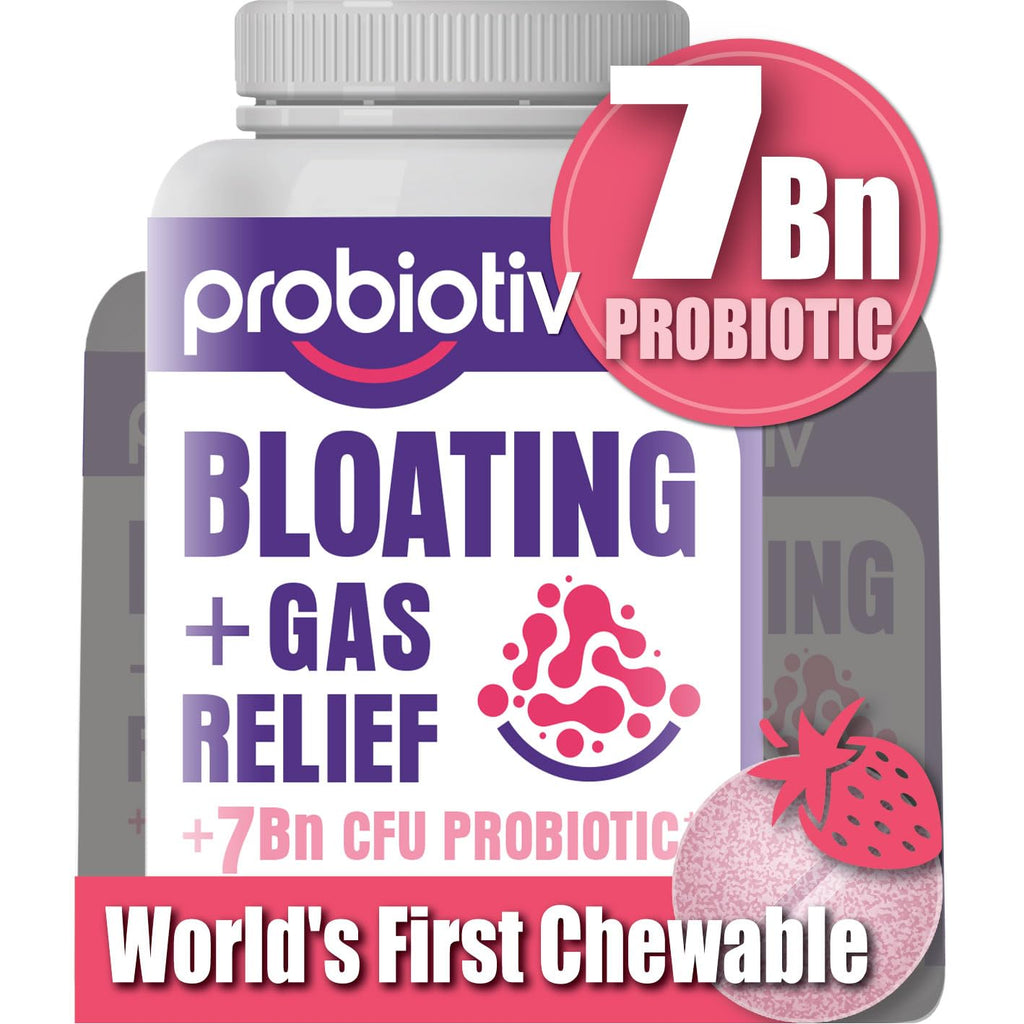 Probiotiv Anti Gas & Bloating Relief for Women and Men 7 Billion CFU - Chewable Probiotics & Lactobacillus Reuteri, Daily Digest