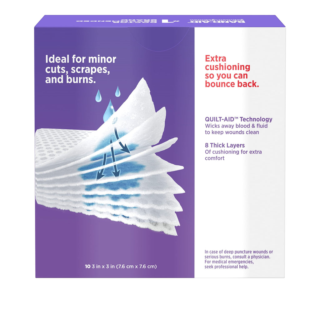 Band-Aid Brand Cushion Care First Aid Large Gauze Pads, 4 X 4, 10 Count, Pack of 6