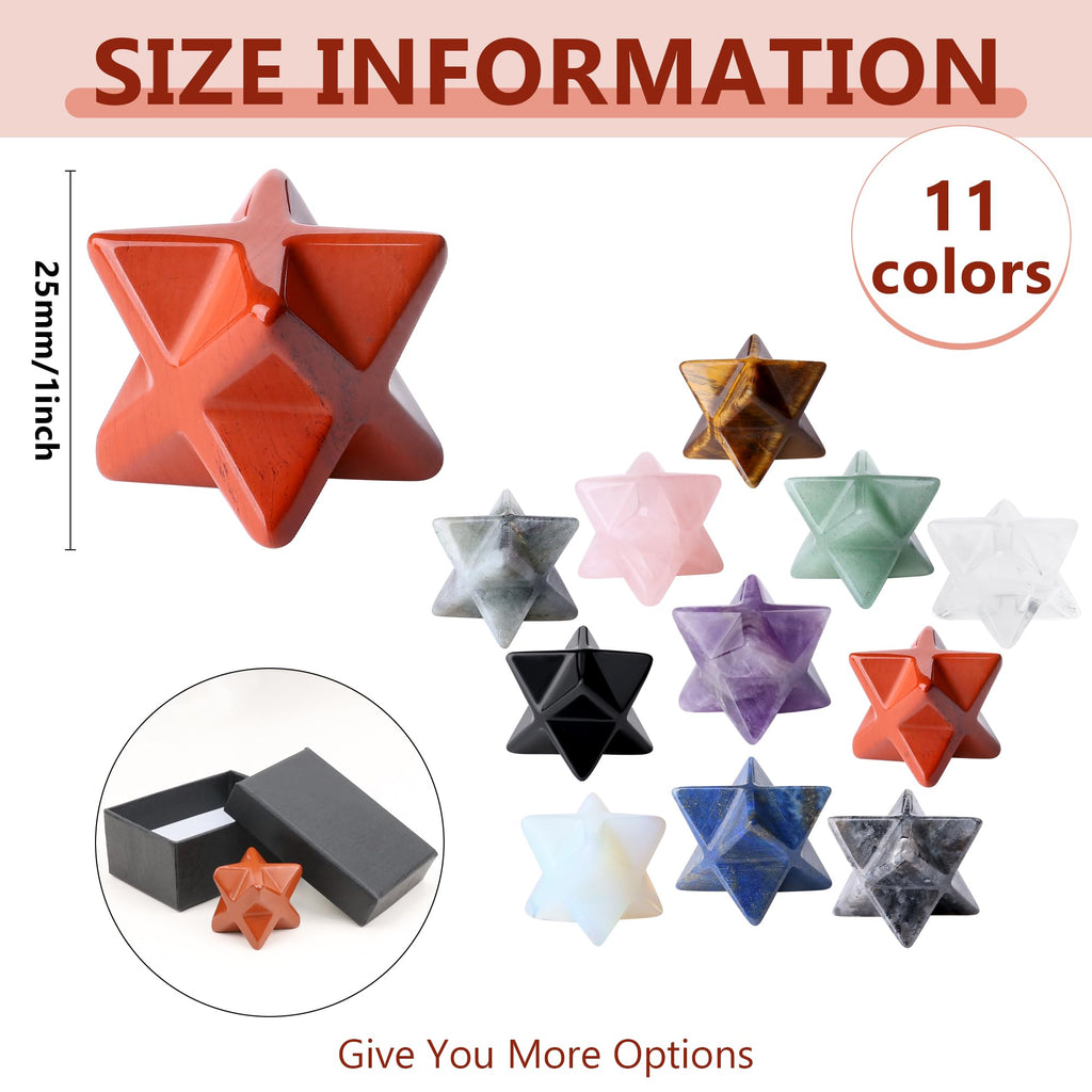 QINJIEJIE Red Japer Merkaba Crystal, 1 Natural Healing 3D Star Dodecahedron Stones, Sacred Meditation Energy Generator Home Deco