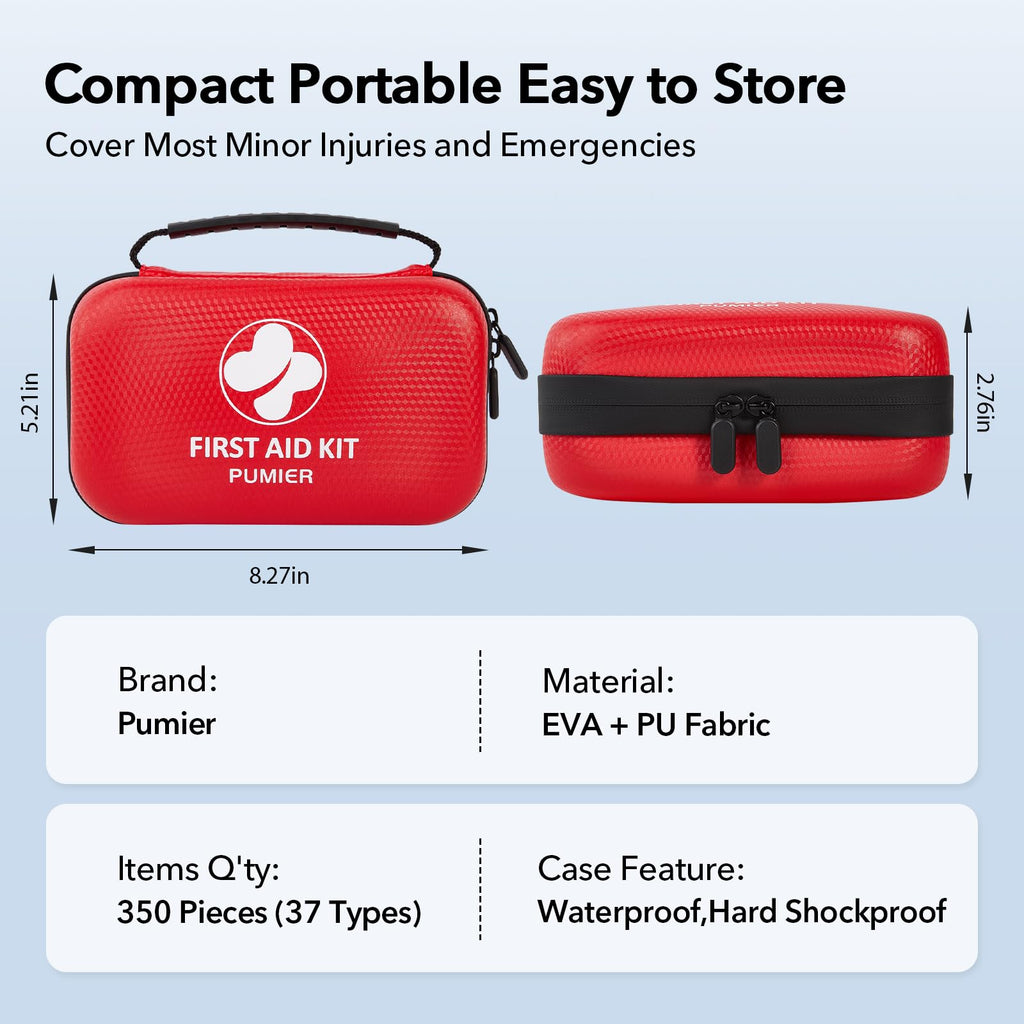 First Aid Kit for Car Home Travel Camping, 350pcs Compact Waterproof Hard Case, Public Emergency Must Have Survival Kits - Perfe