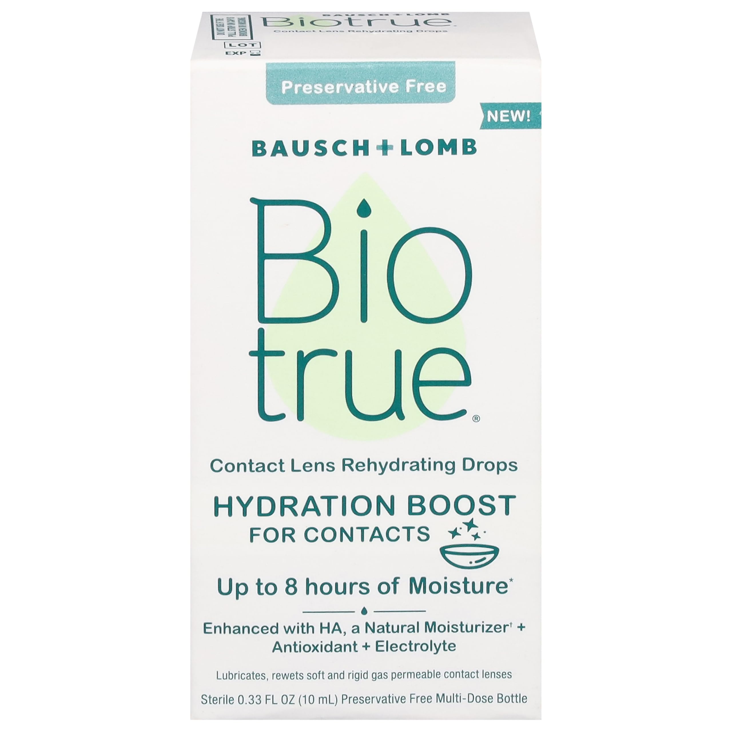 Biotrue Hydration Boost Rehydrating Contact Lens Eye Drops from Bausch + Lomb, Hydrating, Preservative Free, Naturally Inspired,