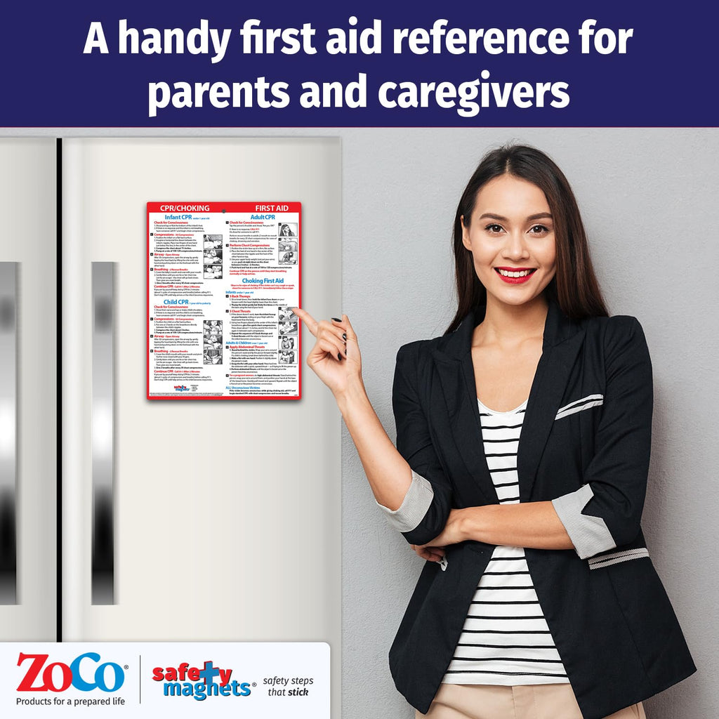 Safety Magnets by ZOCO - CPR & Choking Fridge Magnet - First Aid Instructions for Infants, Children, & Adults - Heimlich Maneuve