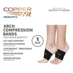 Copper Fit Health Unisex Arch Relief Compression Bands for Plantar Fasciitis,Swelling