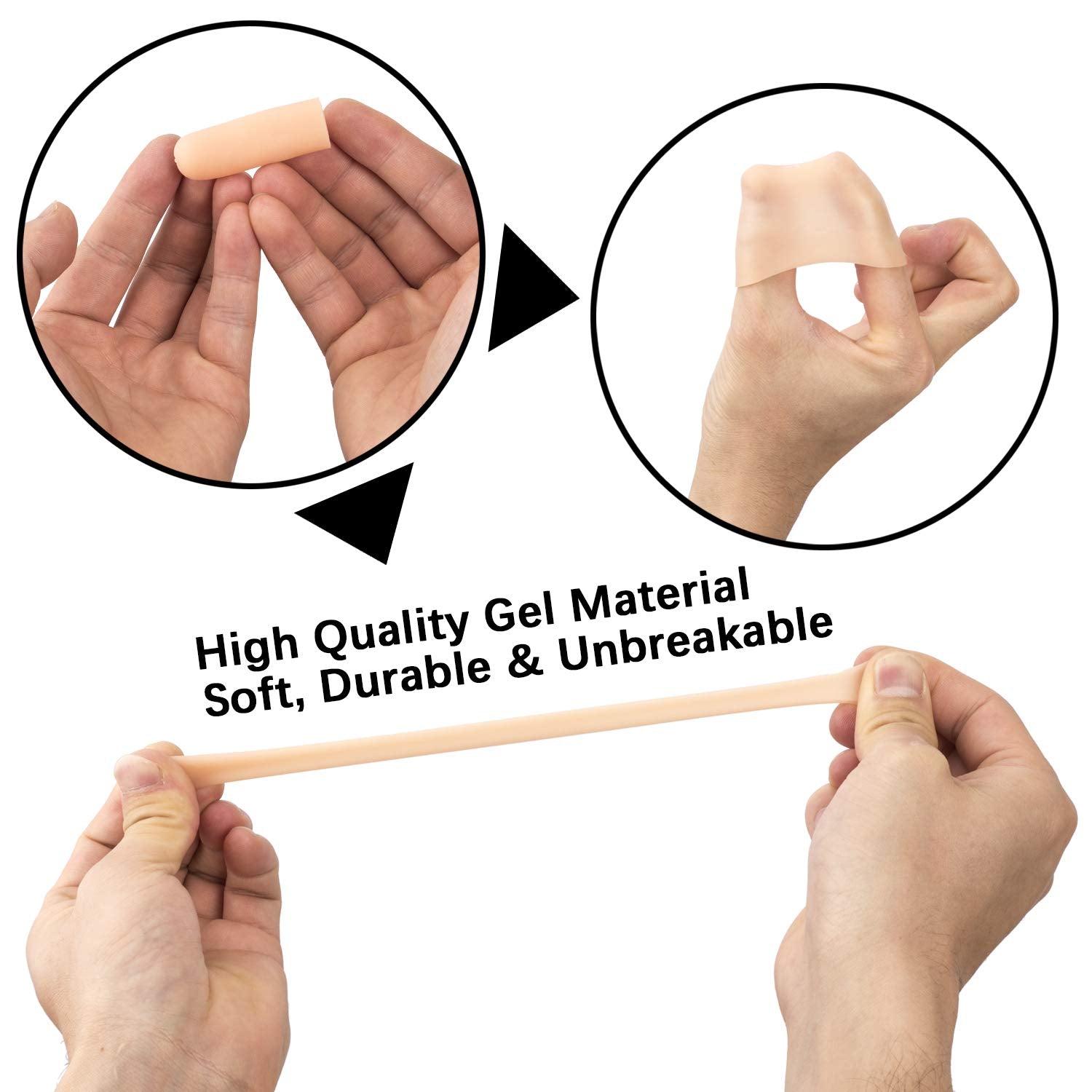 ANCIRS Gel Finger Support Protector Gloves, Gel Finger Cots/Covers - Different Sizes Silicone Fingertips for Hands Cracking, Ecz
