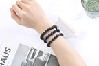 XIANNVXI Mens Blue Crystal Beads Bracelet 3PC Blue Black Stone 8mm Bead Bracelets Set for Men Stretch Lava Rock Obsidian Black C
