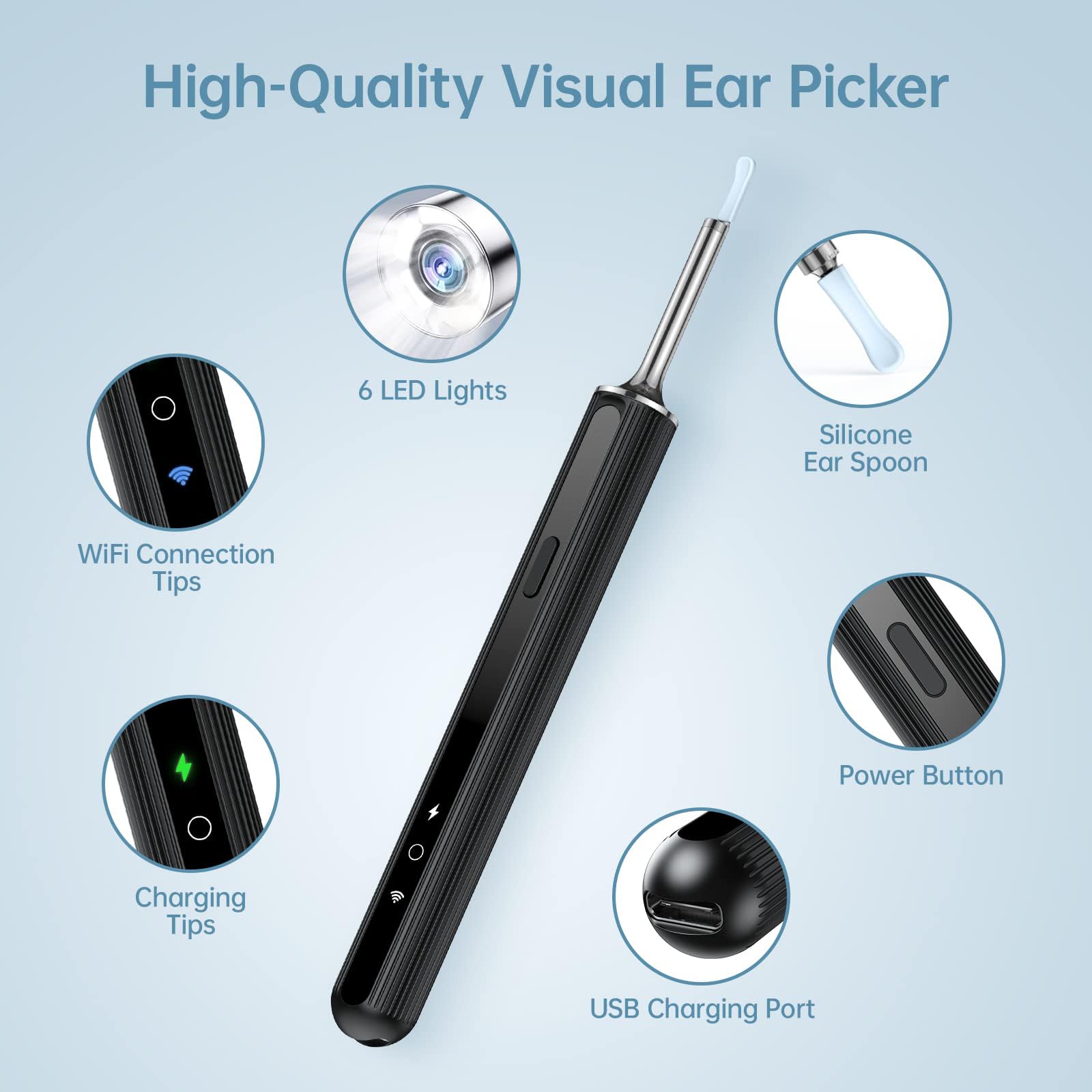 Wireless Ear Wax Removal Camera - Ear Wax Removal Tool Camera - Ear Wax Removal Kit with Ear Pick - Ear Cleaner with 1080P Camer
