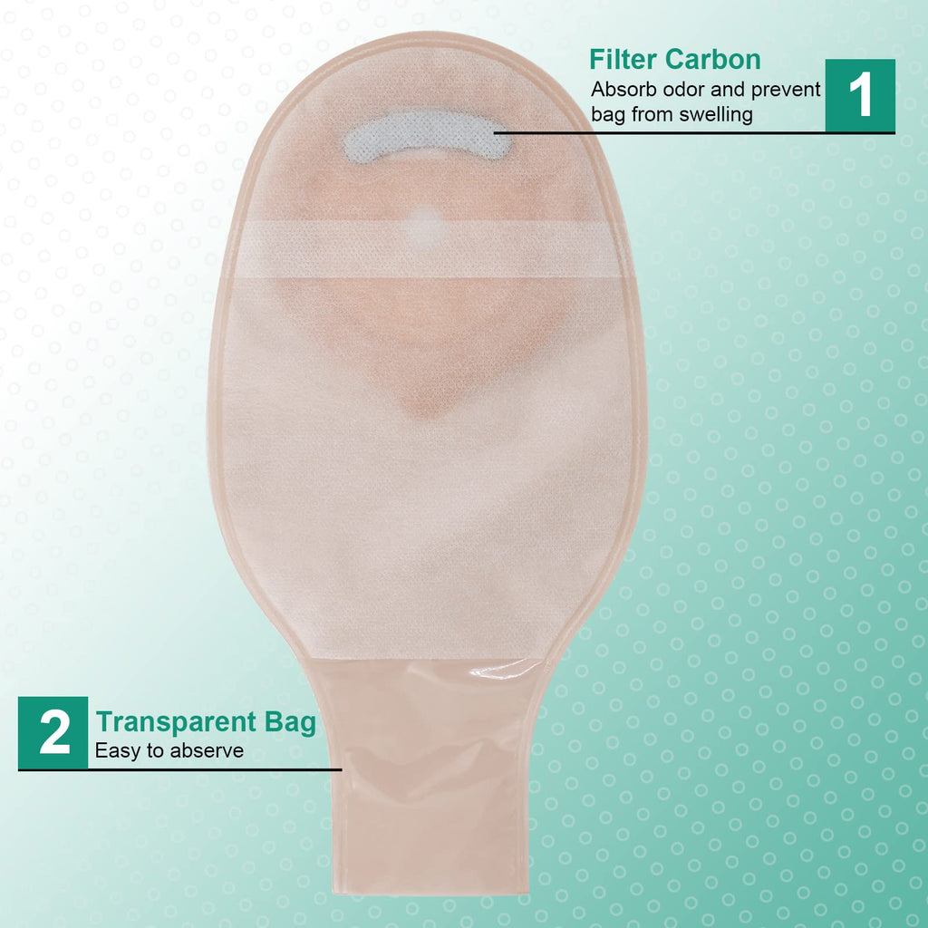 SUCONBE 25pcs Ostomy Bag with Clamp Closure, colostomy Supplies, One Piece Drainable Pouches for Ileostomy Stoma Care