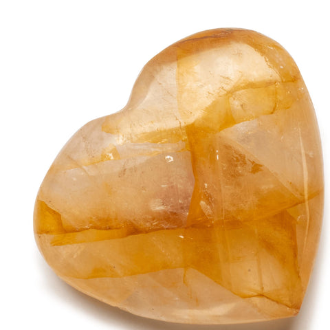KALIFANO Golden Healer Quartz Heart - Worry Stone with Healing & Calming Effects - AAA Grade High Energy Hematoid Cuarzo with In