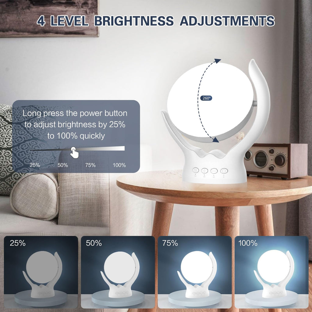 Rotatable Light Therapy Lamp,10000 Lux Sunlight Lamp with UV-Free,3 Color Temperature & 5 Brightness Level & Timer,Therapy Light