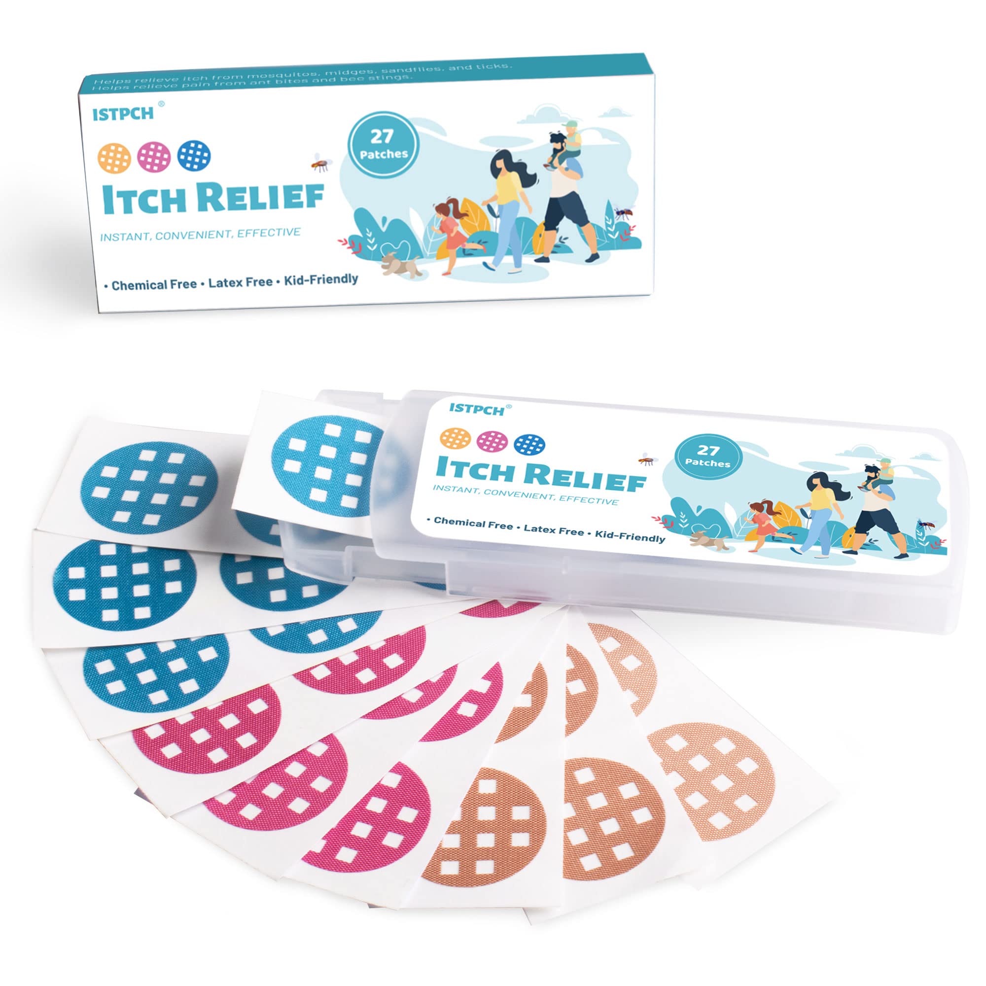 Istpch Itch Relief Patches 27 Patches, Natural Bite Relief Stickers, Reduces Itch & Swell, Anti Itch Patch Bite Remover, After b