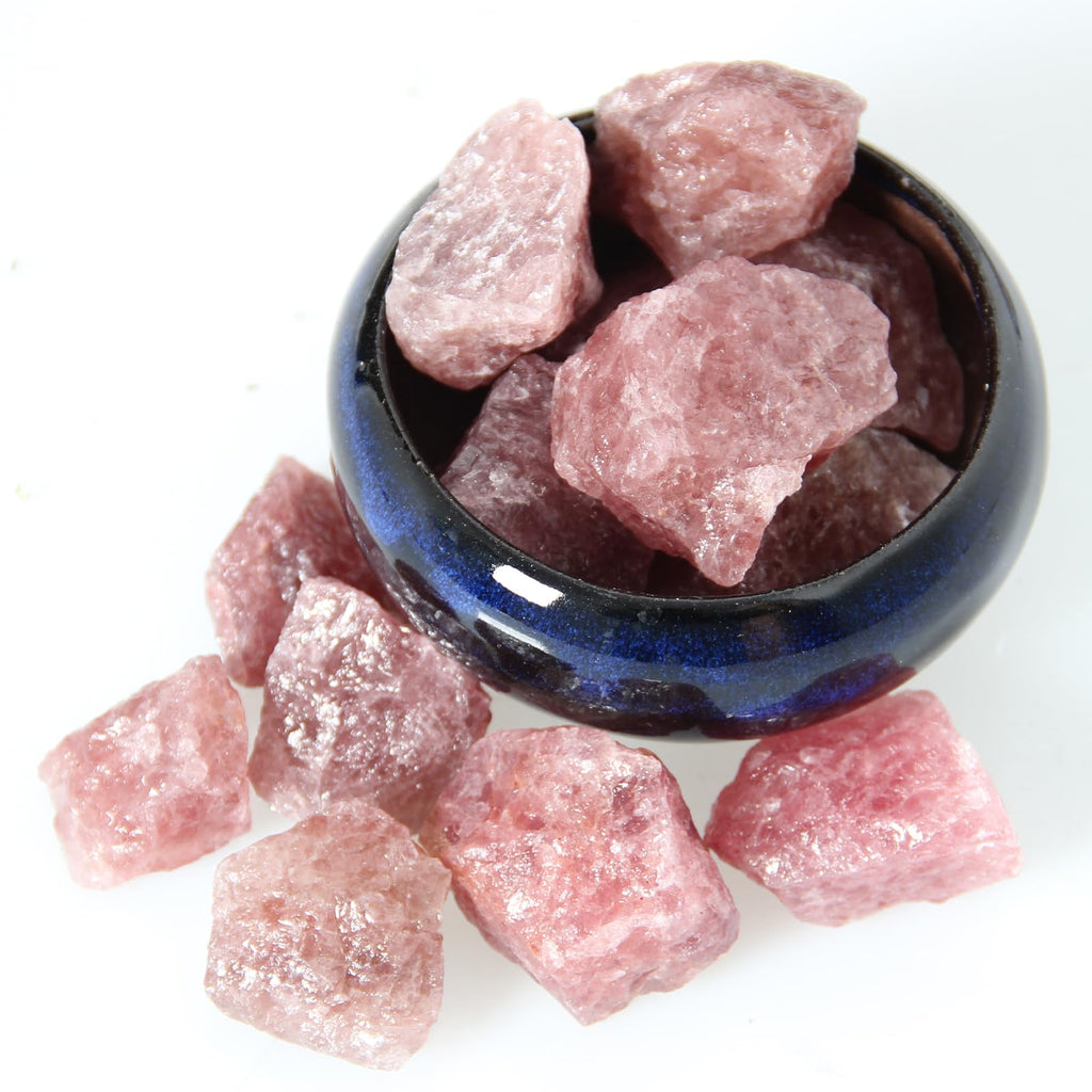 1.1lb Bulk Raw Red Strawberry Quartz Rough Crystal-Natural Red Strawberry Quartz Raw Stones Crystal for Tumbling, Cabbing, Decor