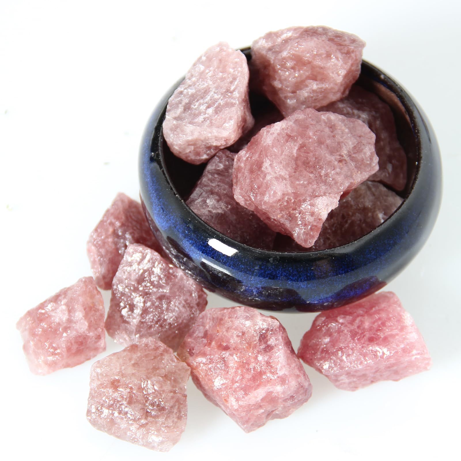 1.1lb Bulk Raw Red Strawberry Quartz Rough Crystal-Natural Red Strawberry Quartz Raw Stones Crystal for Tumbling, Cabbing, Decor