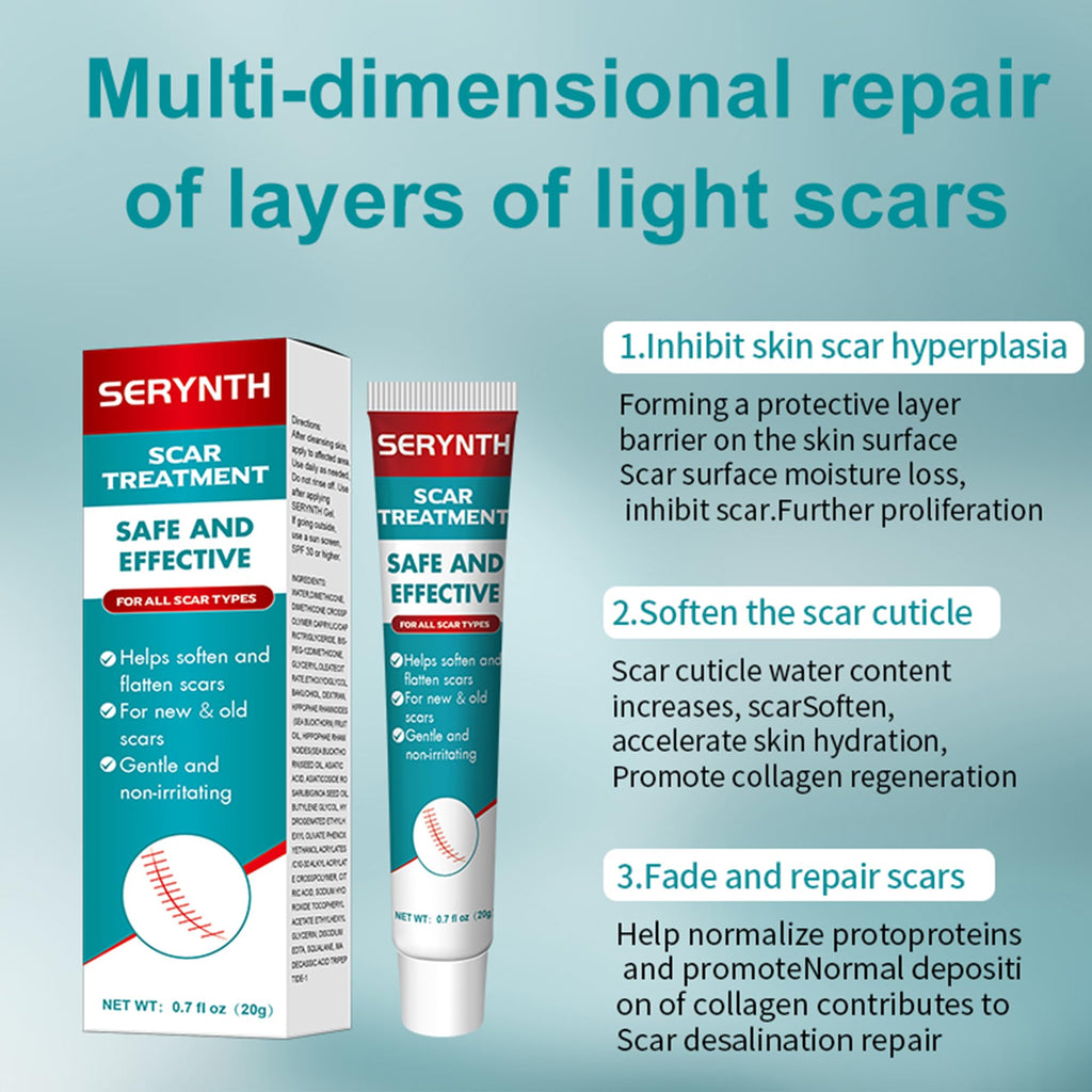 Silicone Scar Gel 20g, Effective Scar Cream - Reduces The Appearance of Both Old and New Scars from Burns, Injury, Acne, Stretch