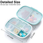 MEACOLIA 2 Pack 8 Compartments Travel Pill Organizer Box Moisture Proof Small Pill Case for Pocket Purse Daily Pill Holder Conta