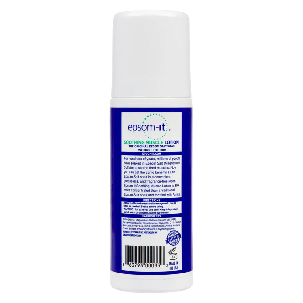 EPSOM-IT Soothing Muscle Lotion - Roll On Epsom Salt Lotion with Arnica for Muscle Aches and Stiffness, Leg, Knees and Feet Disc