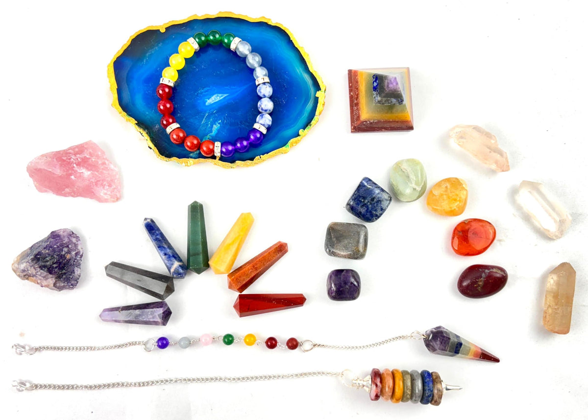 Jet Chakra 24 Stone Set  Healing Crystals & Gemstones Kit for Chakra Balancing, Meditation, Reiki & Positive Energy